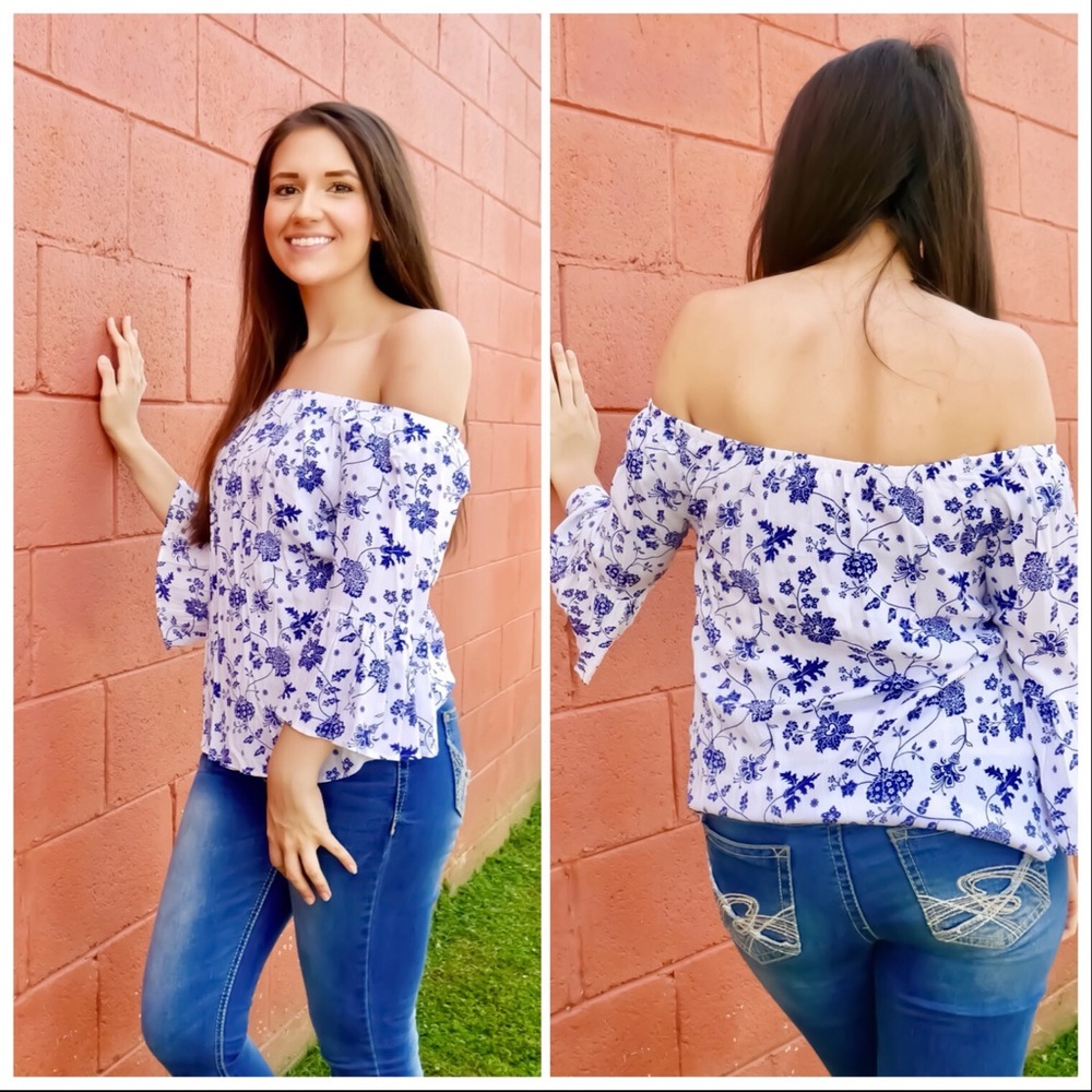 ❌❌ SOLD: Floral Cold Shoulder Blouse